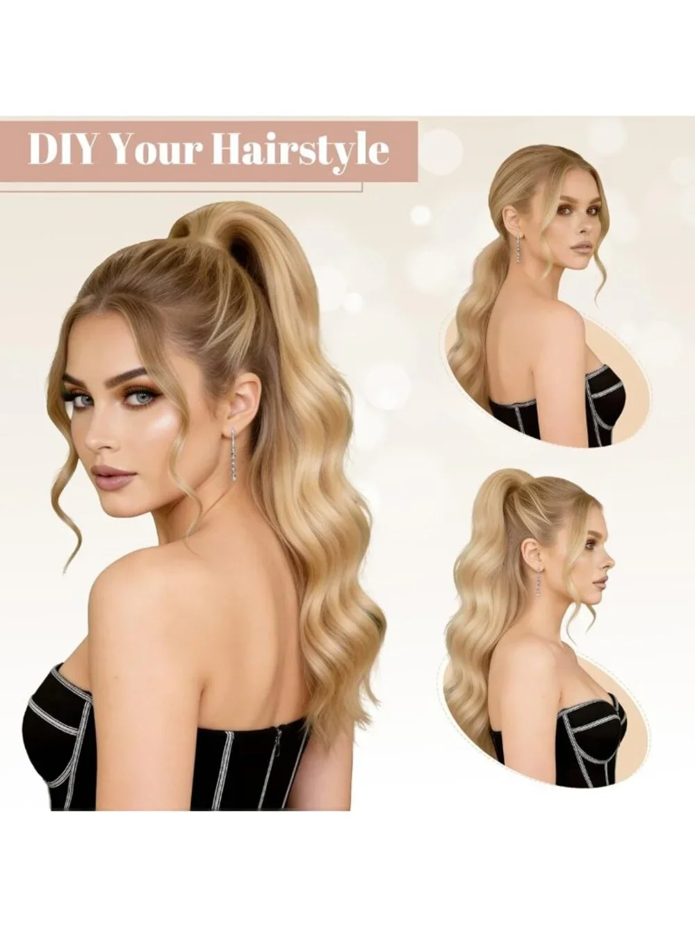 Long Curly Wavy Ponytail Extension - 16